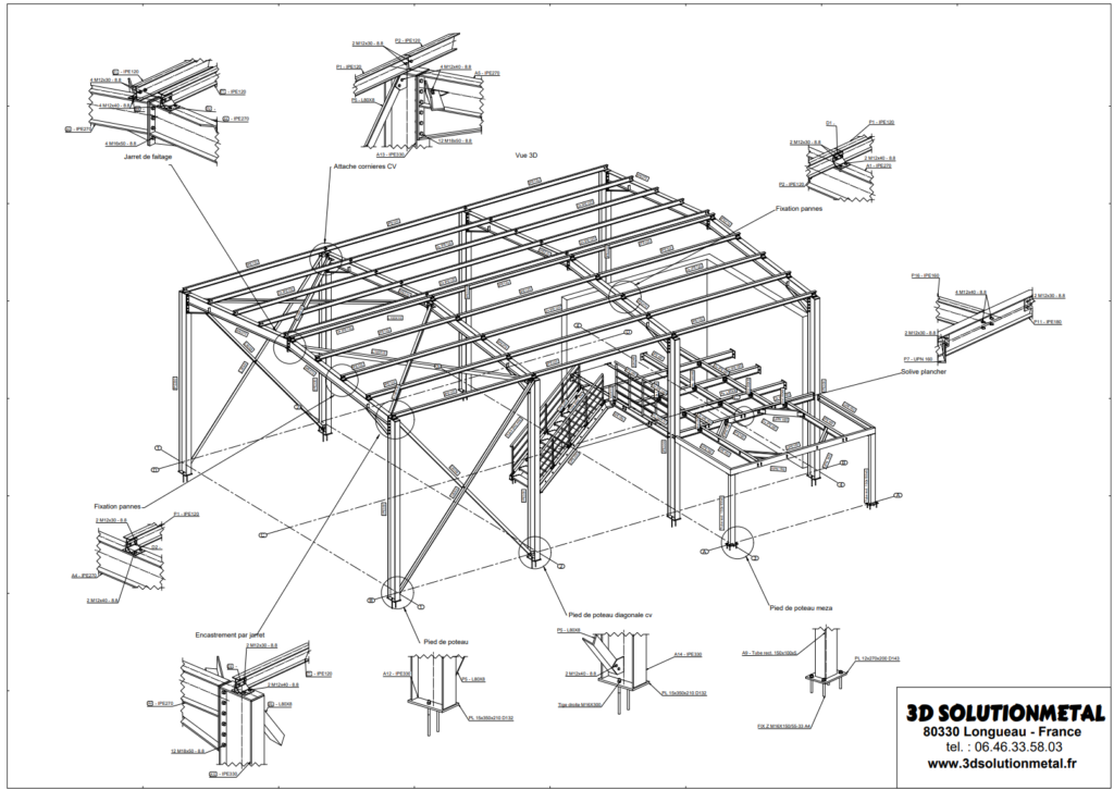 Modélisation structure métallique Bureau étude structure métallique Amiens